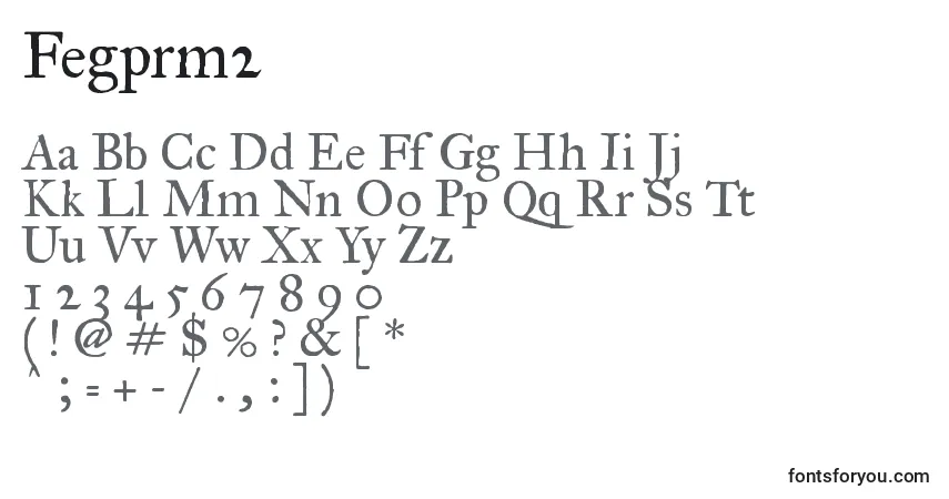 Czcionka Fegprm2 – alfabet, cyfry, specjalne znaki