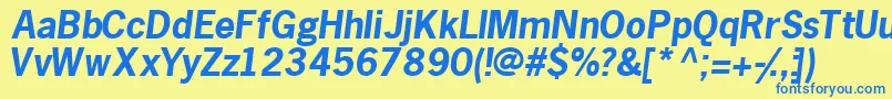 Macrossk ffy-Schriftart – Blaue Schriften auf gelbem Hintergrund