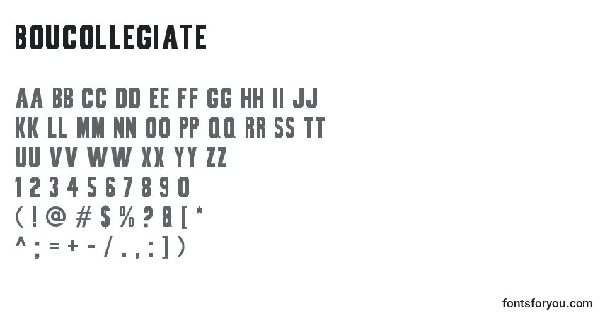 BouCollegiate Font – alphabet, numbers, special characters