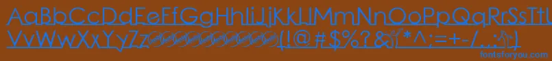 LinearmenteRegular-Schriftart – Blaue Schriften auf braunem Hintergrund