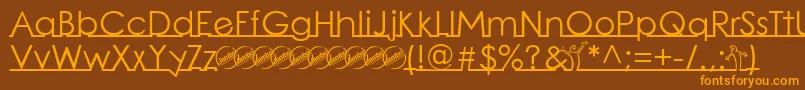 LinearmenteRegular-Schriftart – Orangefarbene Schriften auf braunem Hintergrund