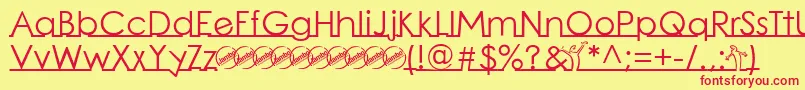フォントLinearmenteRegular – 赤い文字の黄色い背景