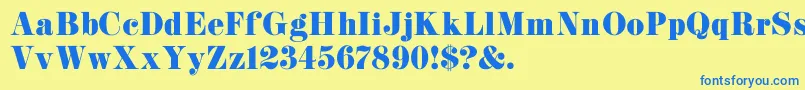 フォントK22Didoni – 青い文字が黄色の背景にあります。