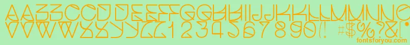 フォントHelveticastruggleregular – オレンジの文字が緑の背景にあります。