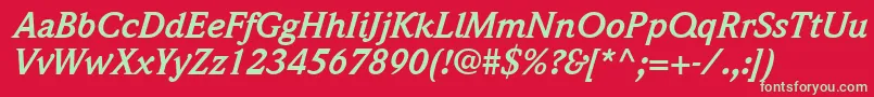 QuintessenceSsiBoldItalic Font – Green Fonts on Red Background