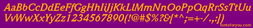 QuintessenceSsiBoldItalic Font – Orange Fonts on Purple Background