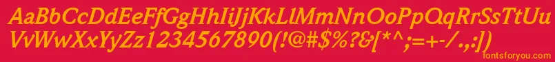QuintessenceSsiBoldItalic Font – Orange Fonts on Red Background