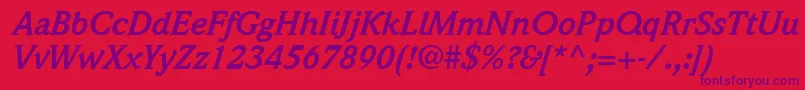 QuintessenceSsiBoldItalic Font – Purple Fonts on Red Background