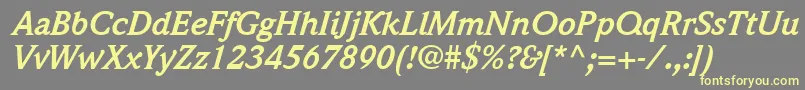 QuintessenceSsiBoldItalic Font – Yellow Fonts on Gray Background