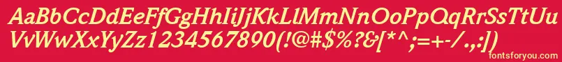 QuintessenceSsiBoldItalic Font – Yellow Fonts on Red Background