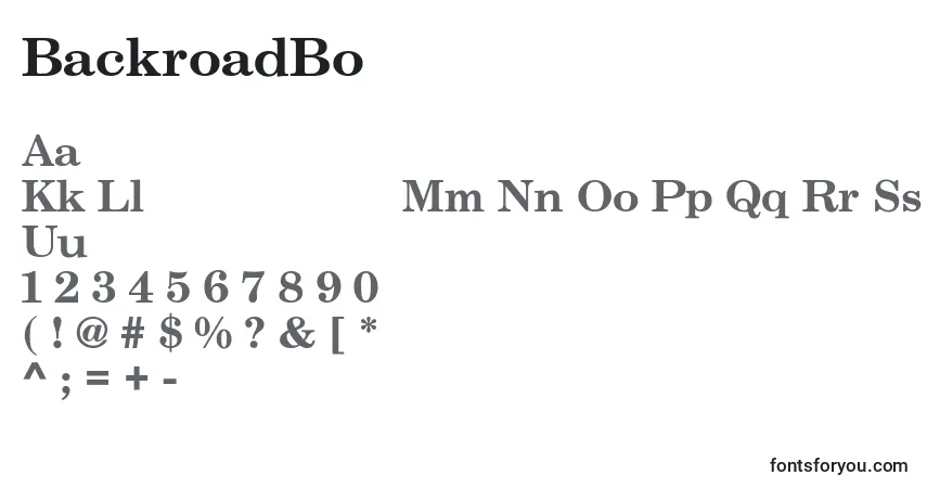 Schriftart BackroadBold – Alphabet, Zahlen, spezielle Symbole