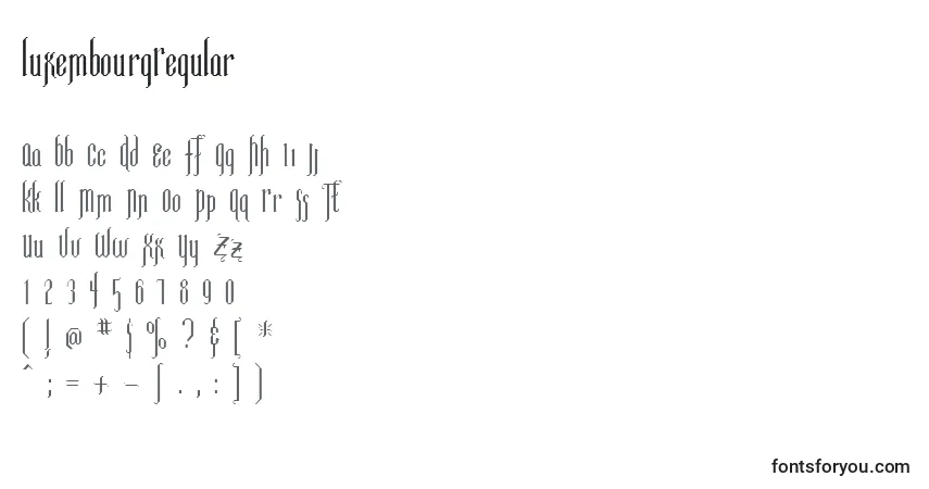 LuxembourgRegular-fontti – aakkoset, numerot, erikoismerkit