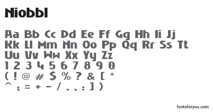 A fonte Niobbl – alfabeto, números, caracteres especiais