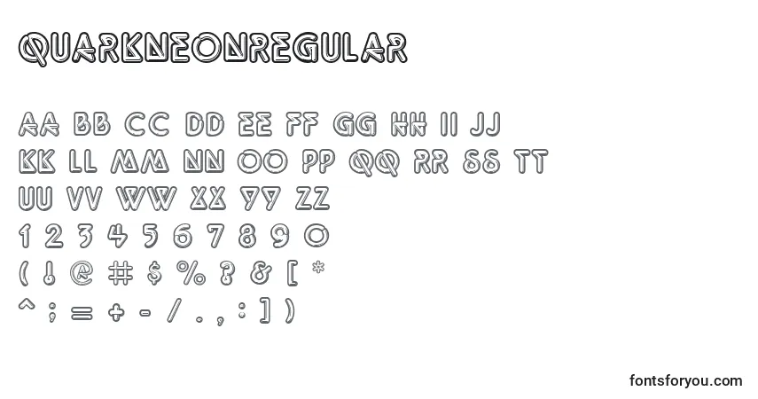 Schriftart QuarkNeonRegular – Alphabet, Zahlen, spezielle Symbole