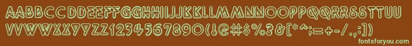 フォントQuarkNeonRegular – 緑色の文字が茶色の背景にあります。