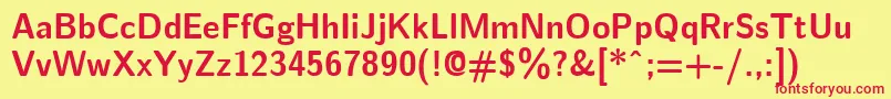 フォントEmilBold – 赤い文字の黄色い背景