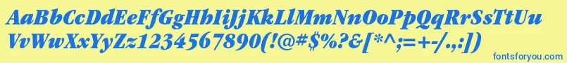 ItcgaramondstdUltnarrowita Font – Blue Fonts on Yellow Background