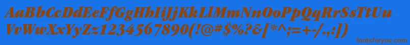 Police ItcgaramondstdUltnarrowita – polices brunes sur fond bleu
