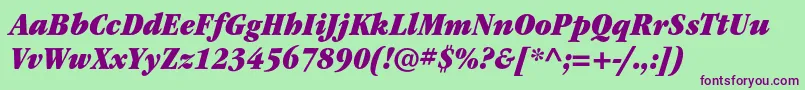 ItcgaramondstdUltnarrowita Font – Purple Fonts on Green Background