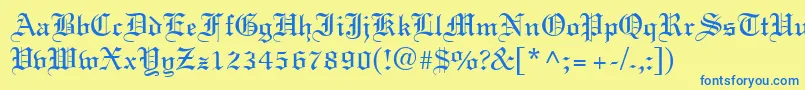 Czcionka EnglandNormal – niebieskie czcionki na żółtym tle