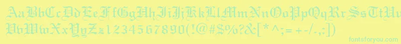 EnglandNormal-fontti – vihreät fontit keltaisella taustalla