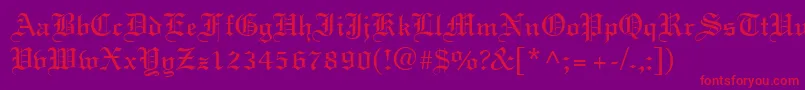 EnglandNormal-Schriftart – Rote Schriften auf violettem Hintergrund