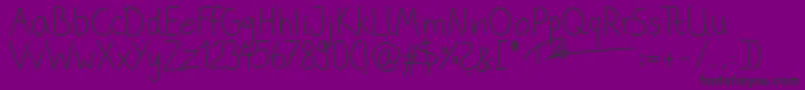 フォントPhitradesignHandwrittenThin – 紫の背景に黒い文字