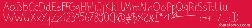 PhitradesignHandwrittenThin Font – Pink Fonts on Red Background