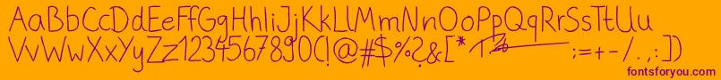 PhitradesignHandwrittenThin Font – Purple Fonts on Orange Background