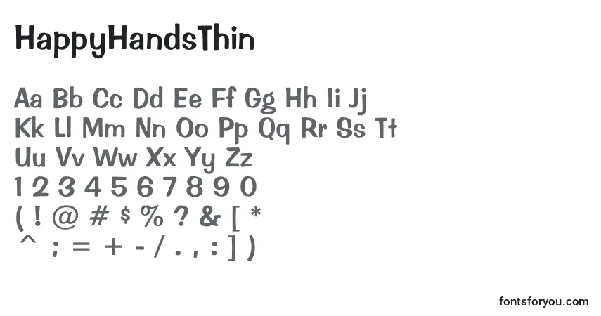 Schriftart HappyHandsThin – Alphabet, Zahlen, spezielle Symbole