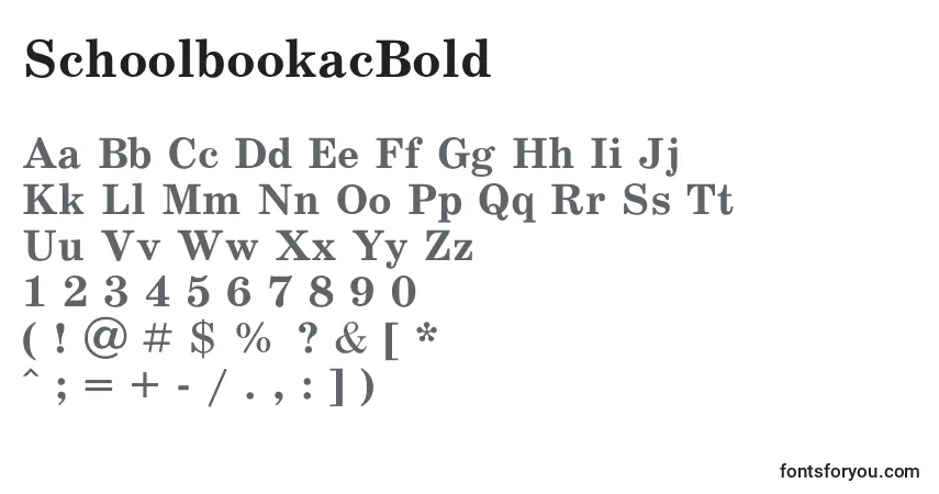 A fonte SchoolbookacBold – alfabeto, números, caracteres especiais