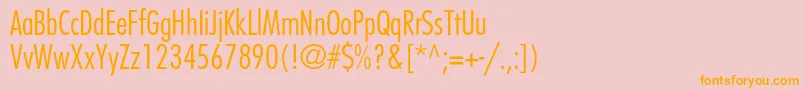 フォントFavoritlightcondc – オレンジの文字がピンクの背景にあります。