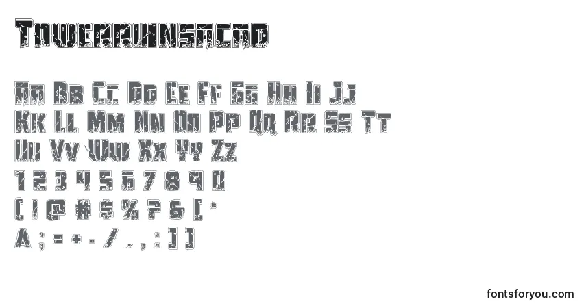 A fonte Towerruinsacad – alfabeto, números, caracteres especiais