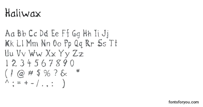 Schriftart Haliwax – Alphabet, Zahlen, spezielle Symbole