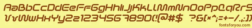 フォントScifi2ki – 茶色の文字が黄色の背景にあります。