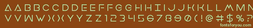 フォントEarthorbitertitle – 緑色の文字が茶色の背景にあります。