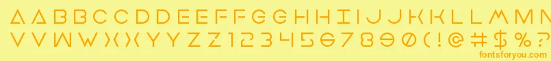 フォントEarthorbitertitle – オレンジの文字が黄色の背景にあります。