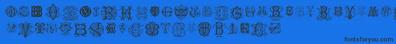 IntellectaMonogramsRandomSamplesEleven Font – Black Fonts on Blue Background