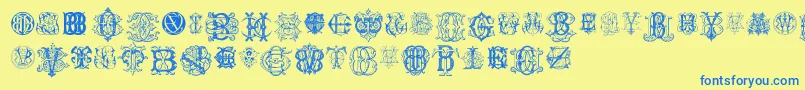 IntellectaMonogramsRandomSamplesEleven Font – Blue Fonts on Yellow Background