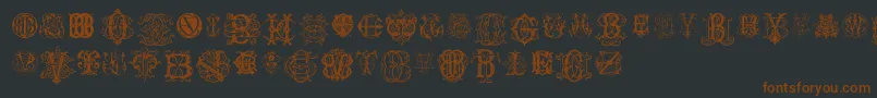 IntellectaMonogramsRandomSamplesEleven Font – Brown Fonts on Black Background