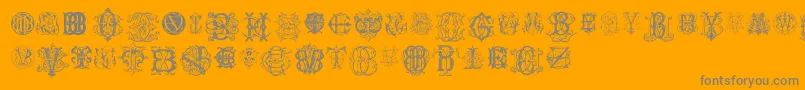 IntellectaMonogramsRandomSamplesEleven-fontti – harmaat kirjasimet oranssilla taustalla