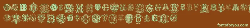 IntellectaMonogramsRandomSamplesEleven Font – Green Fonts on Brown Background