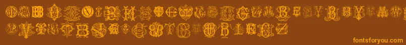 IntellectaMonogramsRandomSamplesEleven Font – Orange Fonts on Brown Background