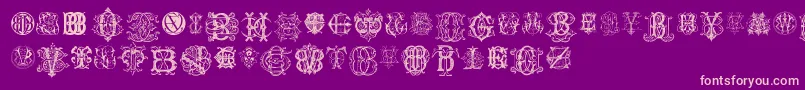 IntellectaMonogramsRandomSamplesEleven-Schriftart – Rosa Schriften auf violettem Hintergrund