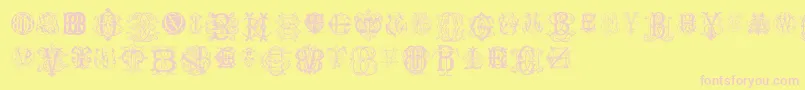 IntellectaMonogramsRandomSamplesEleven-Schriftart – Rosa Schriften auf gelbem Hintergrund