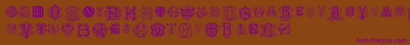 IntellectaMonogramsRandomSamplesEleven-Schriftart – Violette Schriften auf braunem Hintergrund