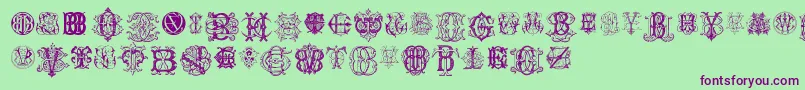 IntellectaMonogramsRandomSamplesEleven Font – Purple Fonts on Green Background