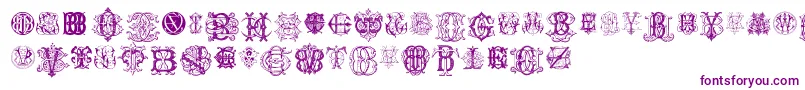 IntellectaMonogramsRandomSamplesEleven-Schriftart – Violette Schriften auf weißem Hintergrund