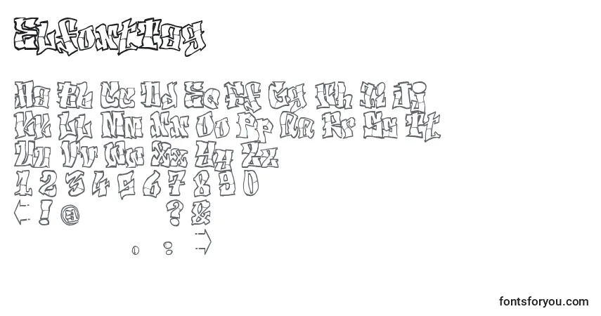 Schriftart ElfontTag – Alphabet, Zahlen, spezielle Symbole