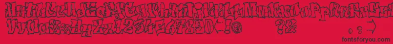 Fonte ElfontTag – fontes pretas em um fundo vermelho